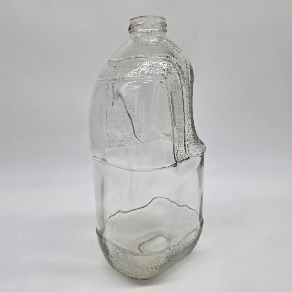 Clear Embossed Glass Jug With Handle Milk Glass Bottle Shape 10" - Picture 4 of 9